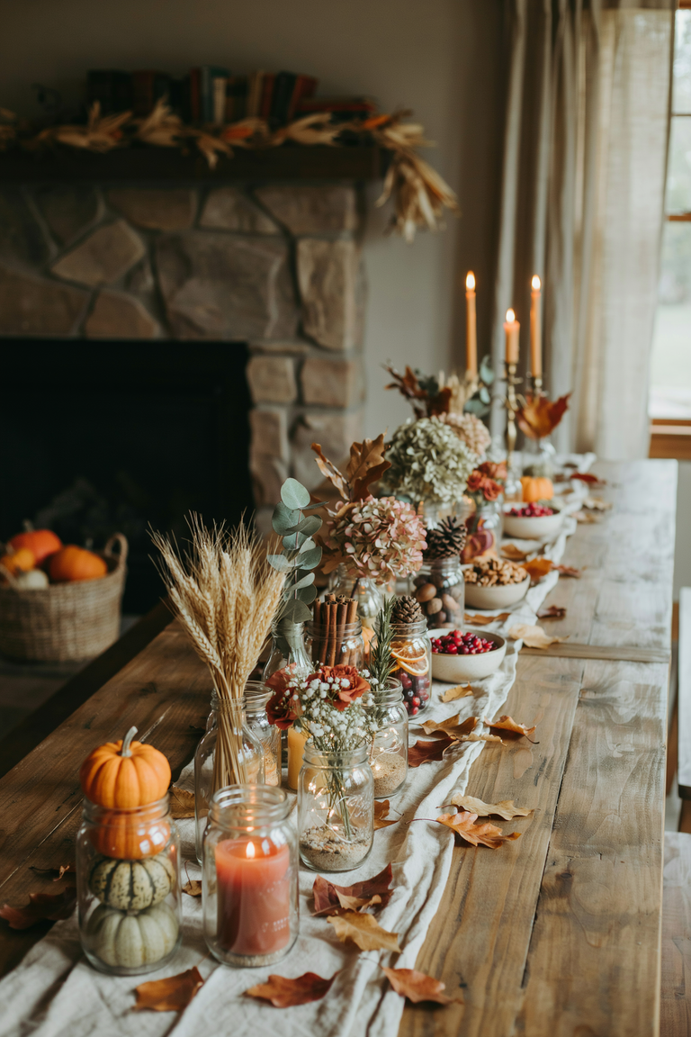 12 Fall Mason Jar Centerpiece Ideas for a Cozy Autumn Table