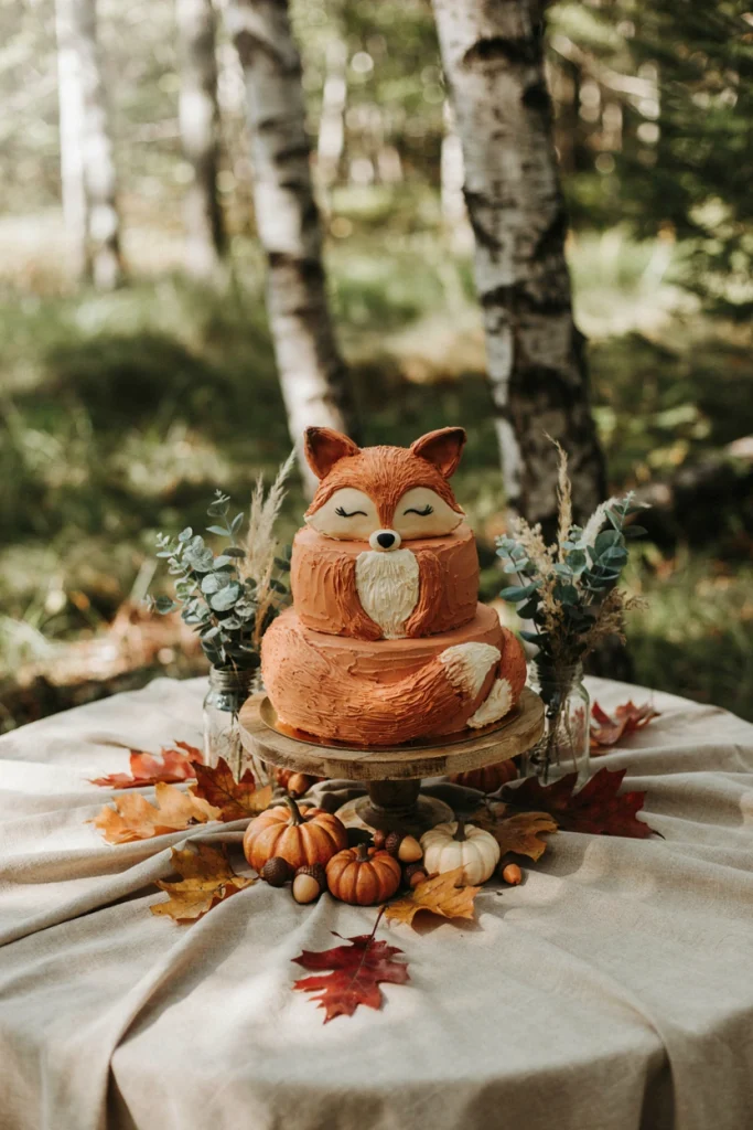Adorable Woodland Fox Baby Shower Cake