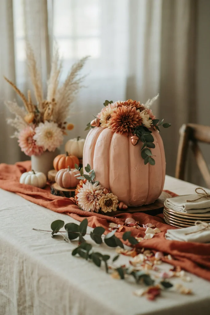 Blush Pumpkin Baby Shower Cake