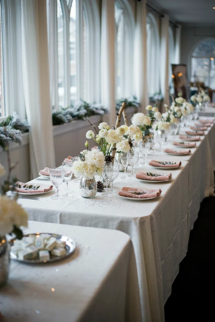 Blush, Snow White, and Silver A Frosty Winter Palette