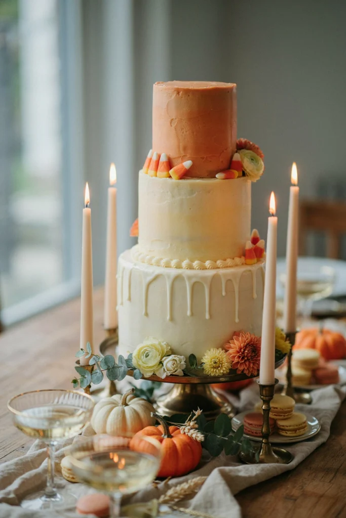 Candy Corn Drip Baby Shower Cake