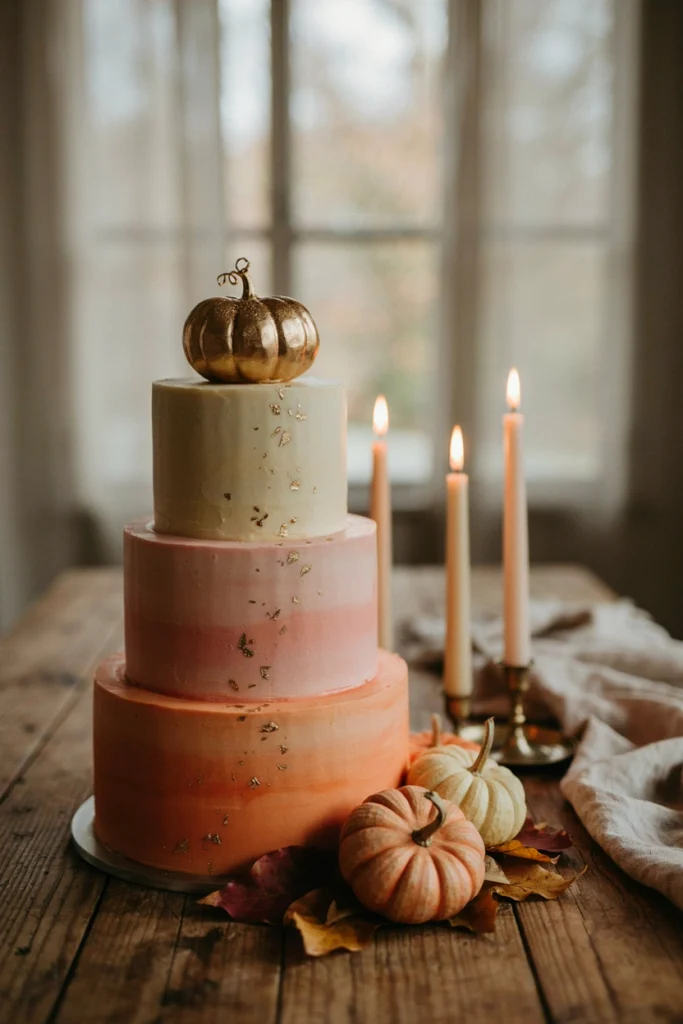 Little Pumpkin Ombre Baby Shower Cake