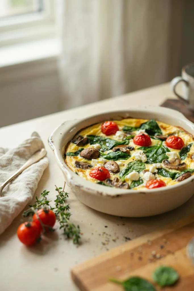 Mushroom, and Feta Egg Bake