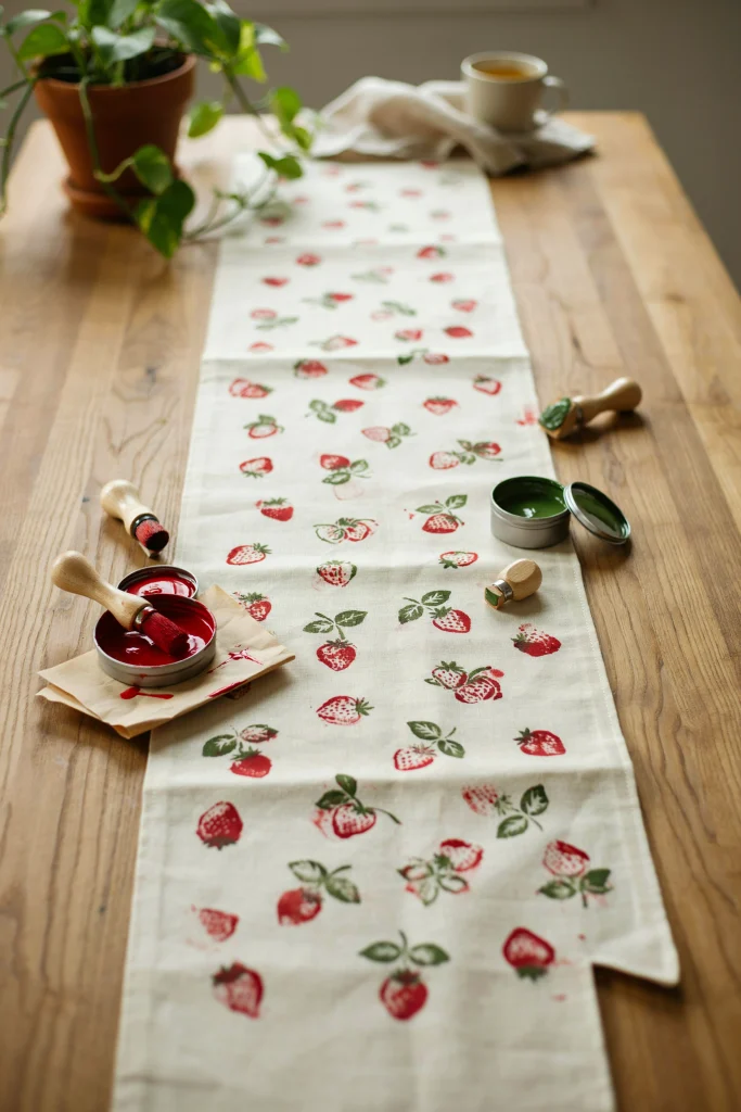 Stamped Berry Table Runner
