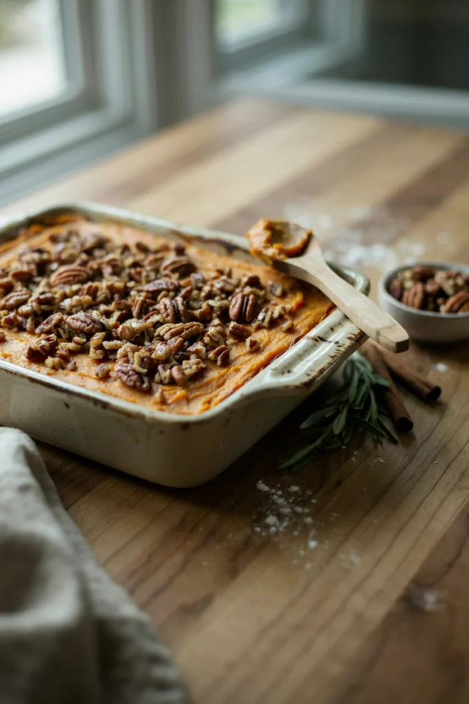 Sweet Potato Casserole with Pecan Streusel