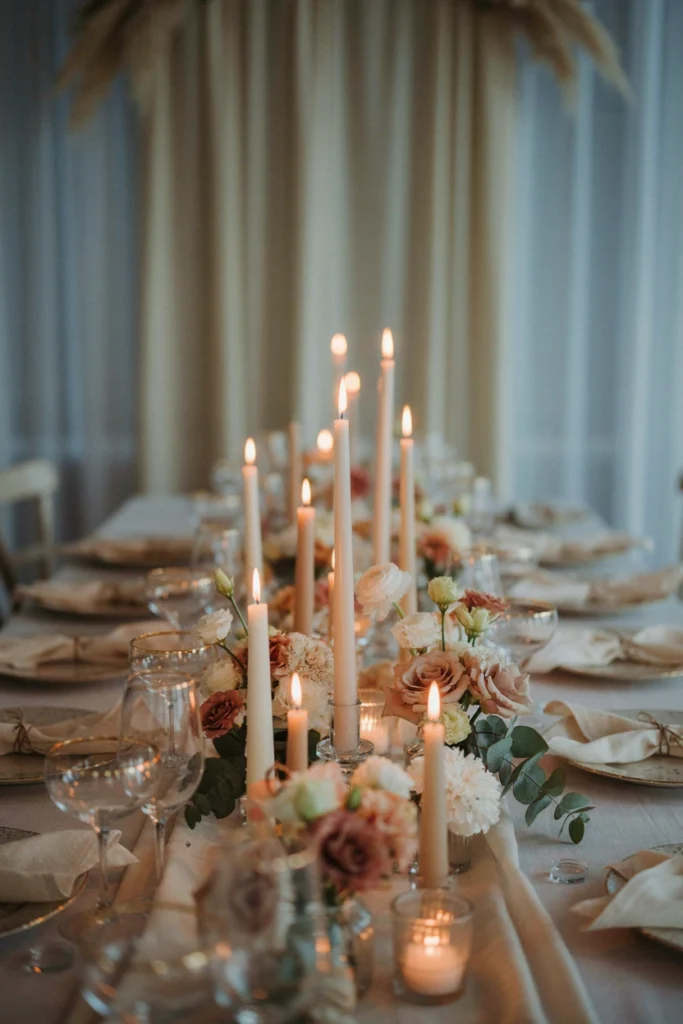 Warm White Candles in Tiered Arrangements
