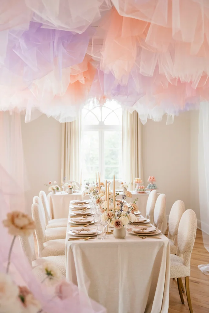 Floating Pastel Tulle Decorations