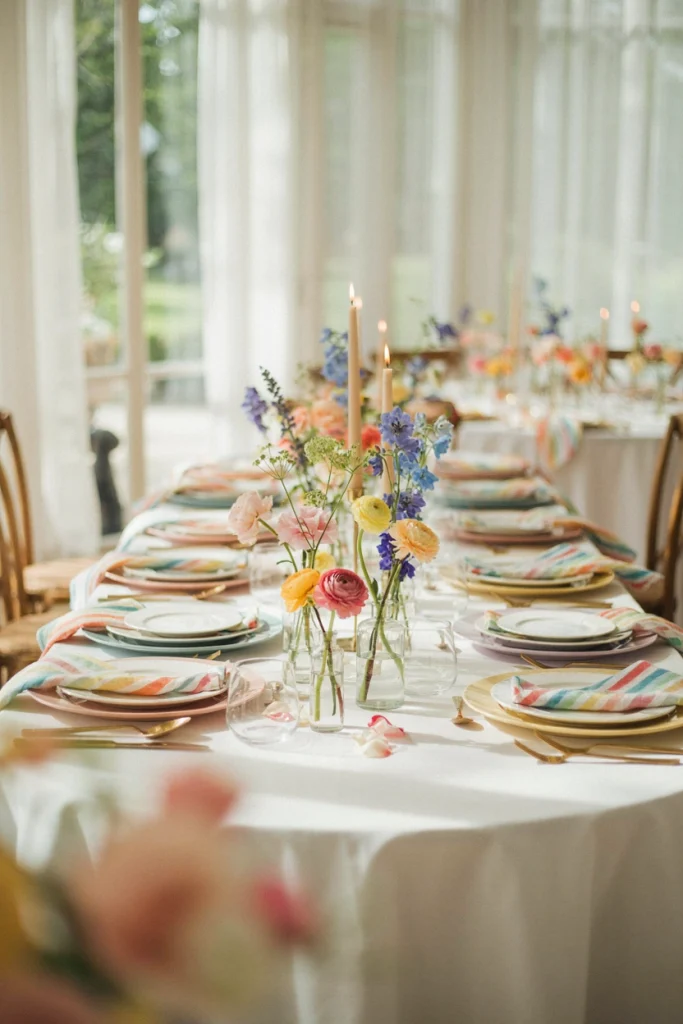 Pastel Rainbow Tablescape