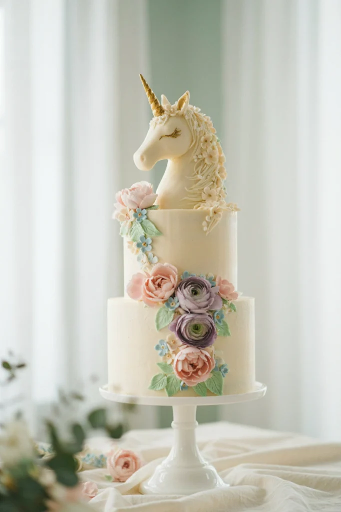 Elegant Unicorn Baby Shower Cake